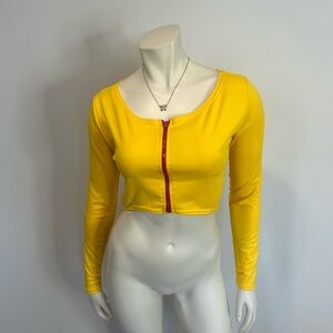 Funky Vibrant Yellow Zip-Up Crop Top❤️S